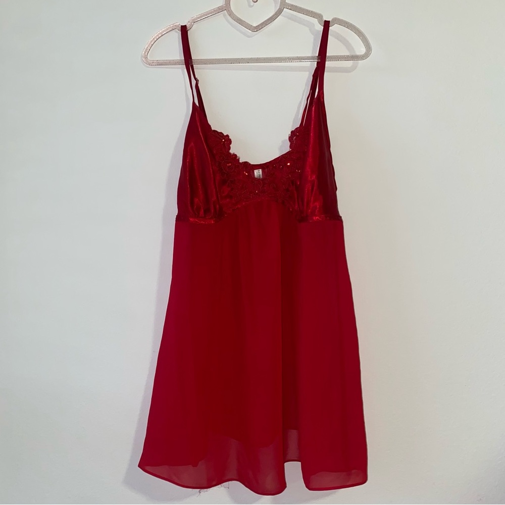 silk red teddy lingerie tank top 🌹